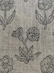 Block Print Fabric, Floral Print Linen, By the yards, Pillow Cover Fabric, For Table Cloth, Hand Woven Thick Linen Fabric For Upholstery - Rohiyaan